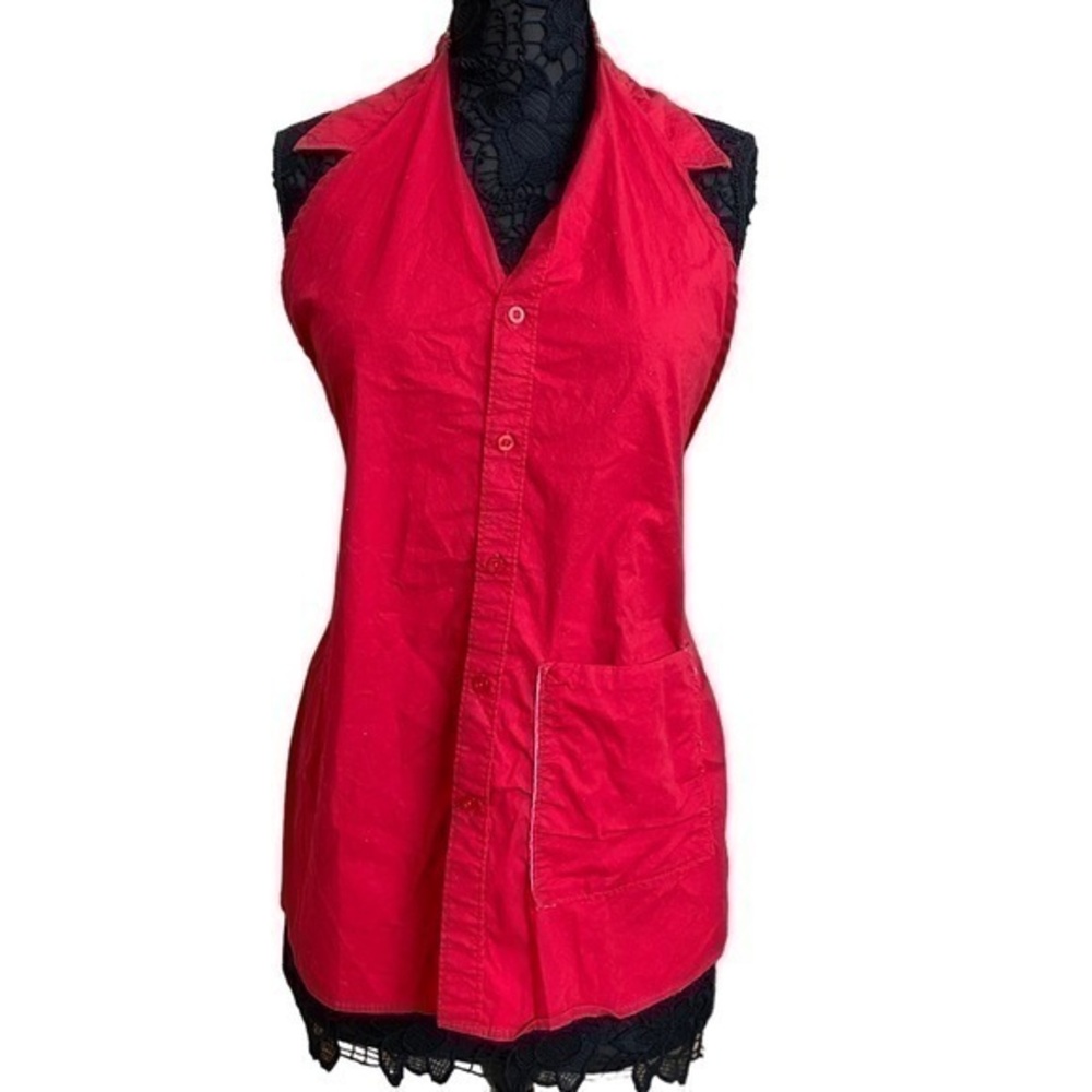 Hand Crafted Red Cotton Holiday Unisex Apron NEW